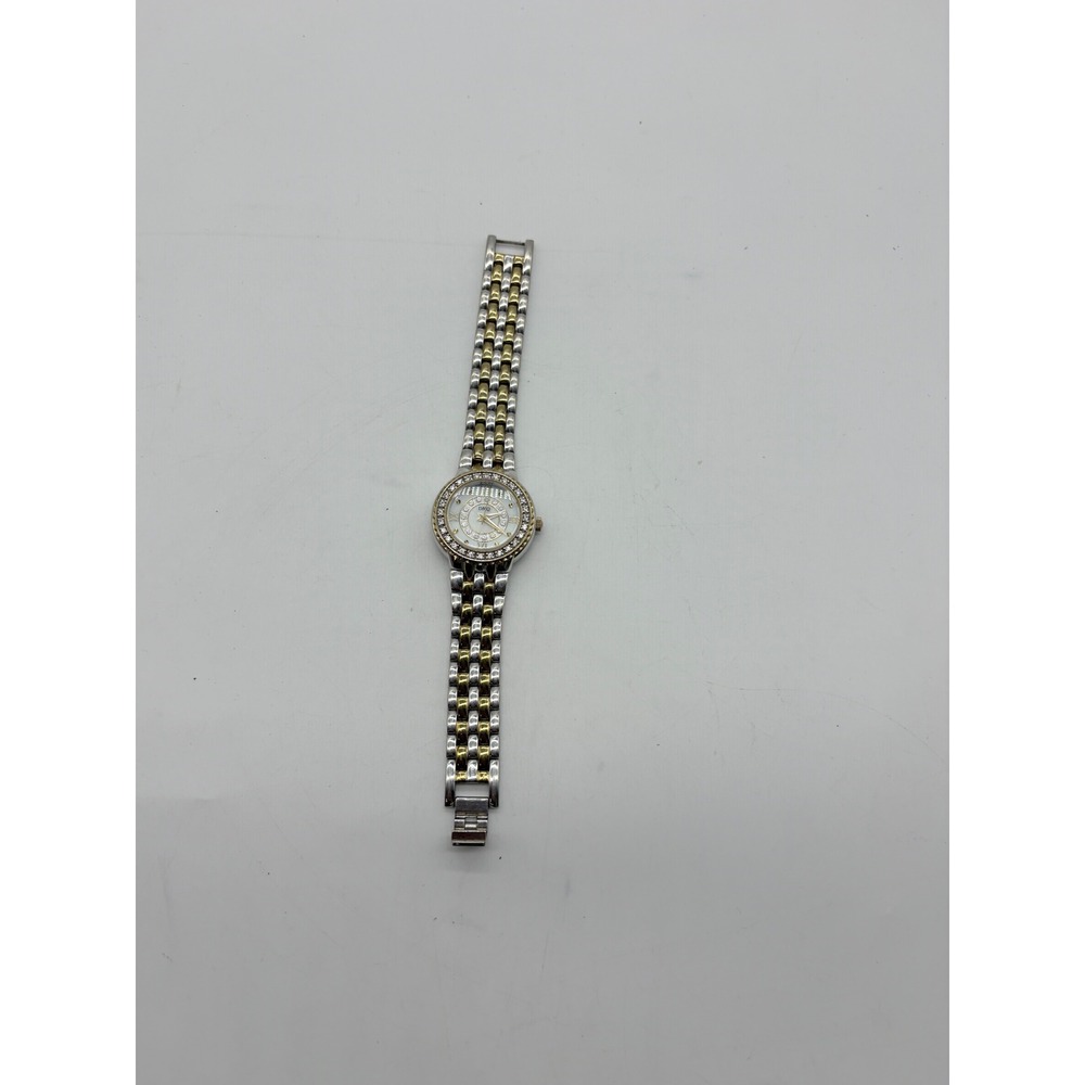 DMQ Womens Two Tone Gold Silver Crystal Round Face Watch Japan Movt Need Battery